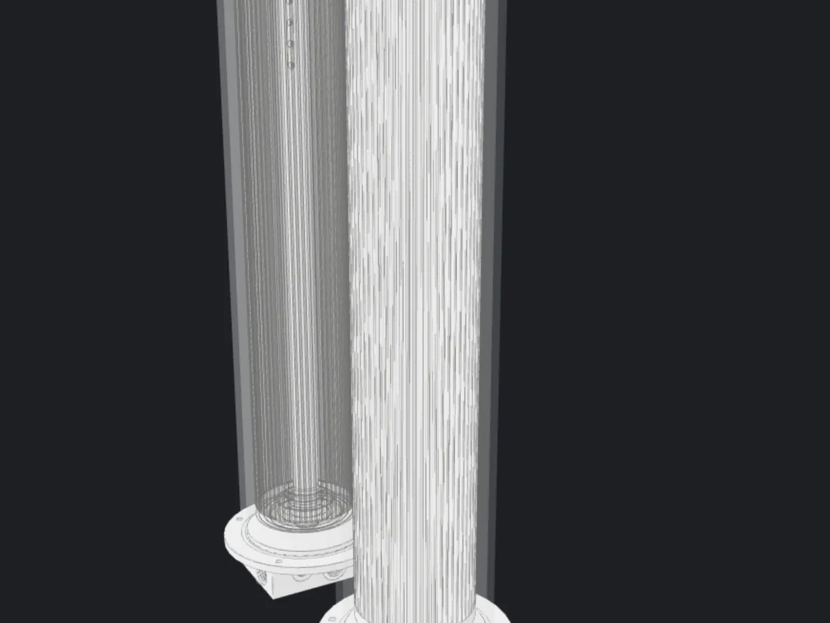 Modelo CAD real del RMF: detalle del medio filtrante y su interfaz con la carcasa